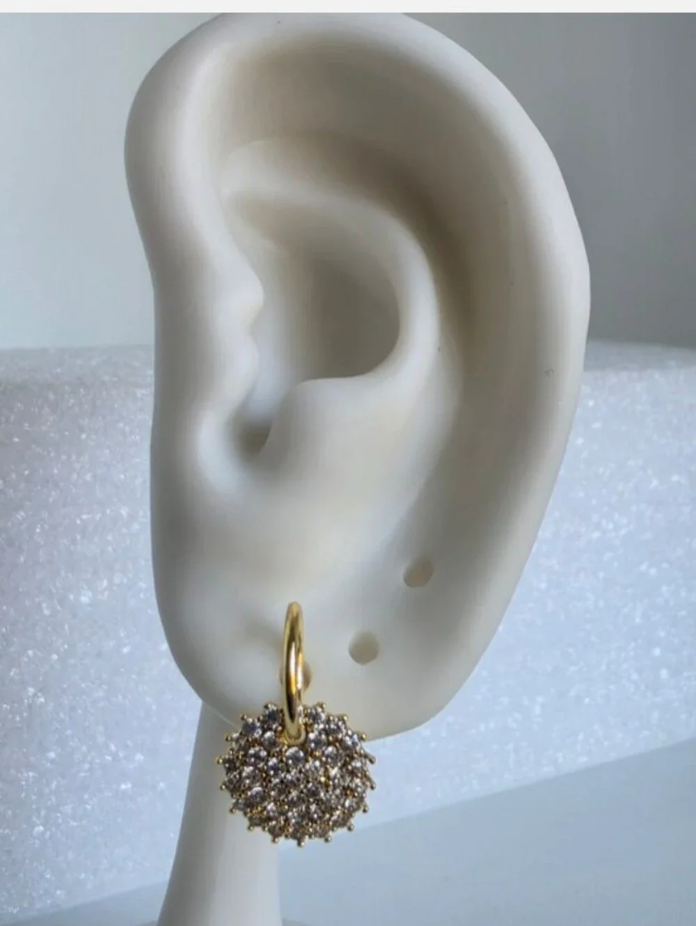 Gold Crystal Pavé Disc Drop Earrings